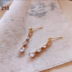 925 Sterling Silver Gold Dangle Earrings – Cubic Zirconia Bridesmaid Jewelry